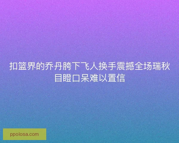 扣篮界的乔丹胯下飞人换手震撼全场瑞秋目瞪口呆难以置信