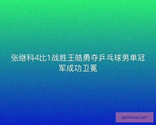 张继科4比1战胜王皓勇夺乒乓球男单冠军成功卫冕