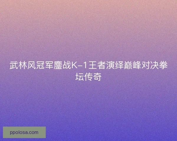 武林风冠军鏖战K-1王者演绎巅峰对决拳坛传奇 武林风冠军鏖战K-1王者演绎巅峰对决拳坛传奇
